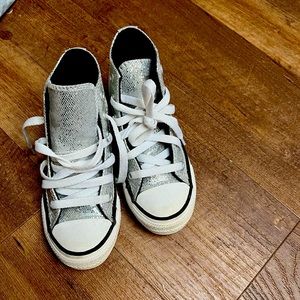 Silver kids Converse high tops size 11